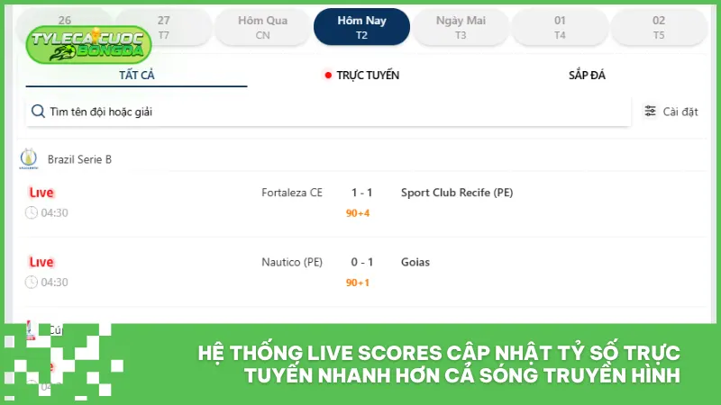 Các tính năng vượt trội trong hệ thống livescores giúp bạn nắm bắt tỷ số bóng đá nhanh hơn truyền hình