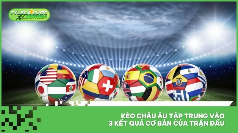 Kèo châu Âu tập trung vào 3 kết quả cơ bản của trận đấu